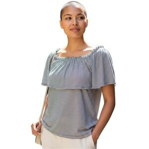 EUC Abercrombie & Fitch Off Shoulder Striped Tee S